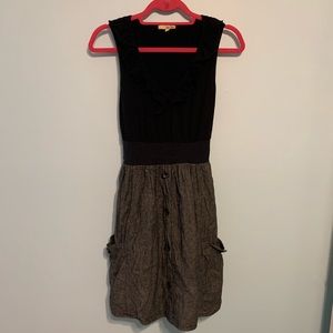 Black & Grey Dress with Buttons & Pockets